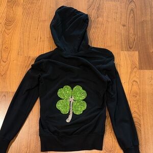 Twisted Heart Black Hoodie with green and silver Accents